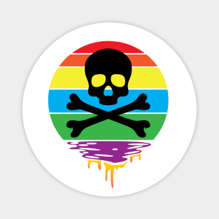 Skull and Bones Rainbow Sunset Magnet